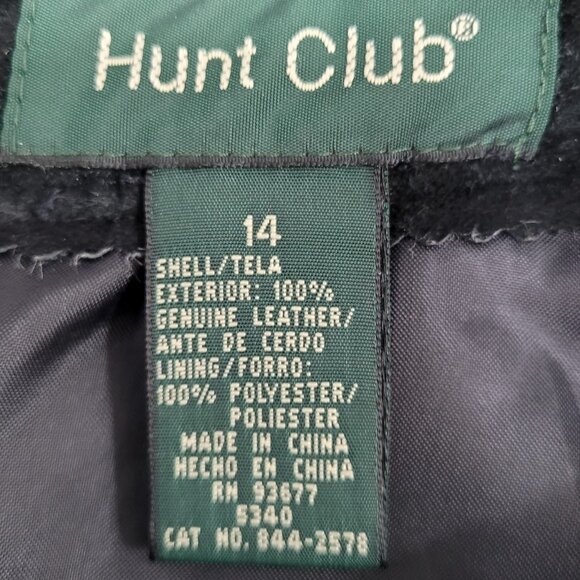 VTG Hunt Club Black Genuine Suede Leather Back Zip Button Lined Mini Skirt 14 - Picture 3 of 10